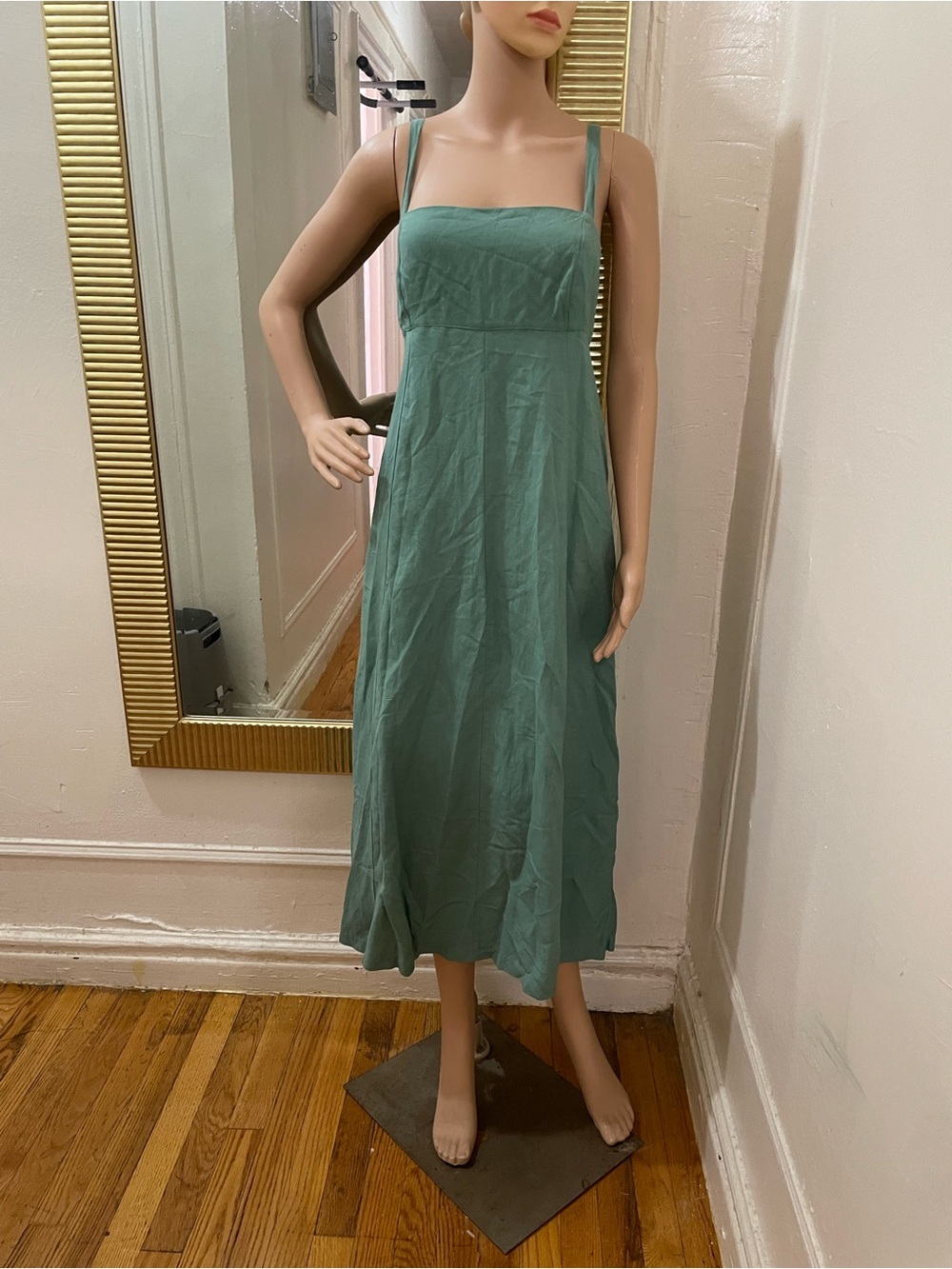 Madewell Linen Square-Neck Midi Dress in Sage - Picture 8 of 12